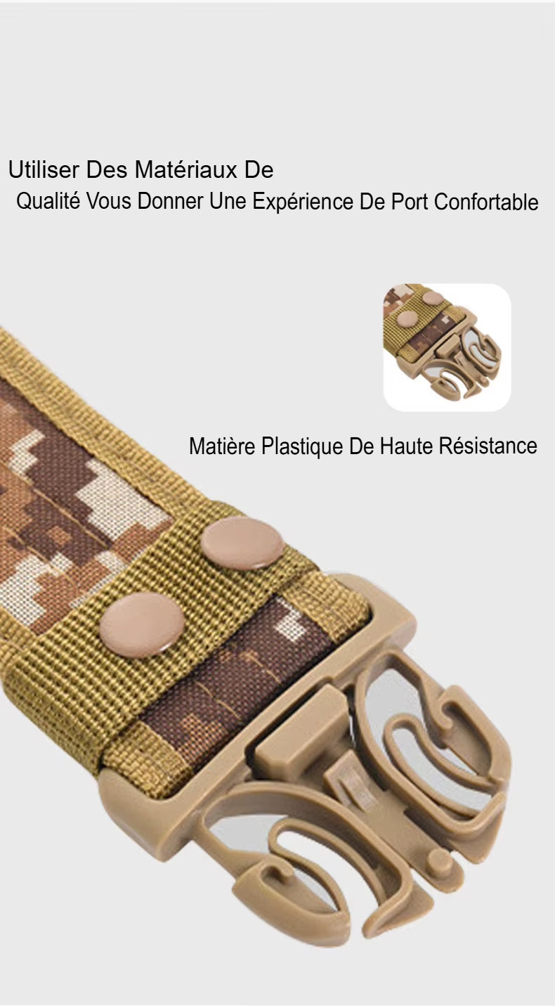 Nuevo cinturón táctico para hombres de liberación rápida – Cinturón ancho de nylon con camuflaje para alpinismo, senderismo, trabajo y pesca.