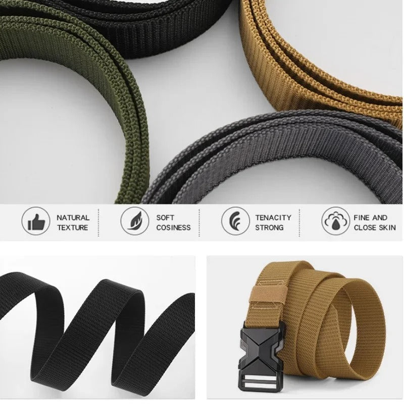 Nuevo cinturón para hombre de 125 cm con hebilla – Cinturón de nylon trenzado, ligero y transpirable, ideal para uso diario y desplazamientos.