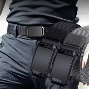 Nuevo cinturón con hebilla automática, cinturón táctico de lona para trabajo, ropa casual y actividades al aire libre, cinturón para pantalones de entrenamiento militar para hombre
